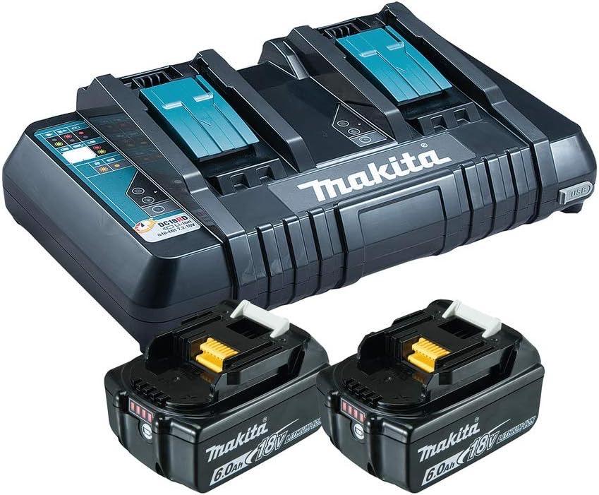 Makita Makita 2× BL1860B 6,0 Ah mit DC18RD