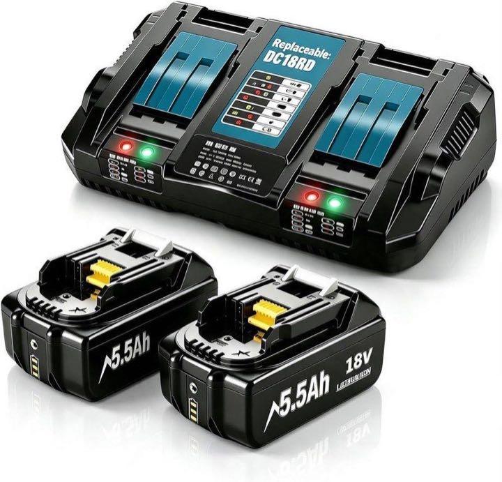 Powtree Set, 2× 5,5 Ah und Zweifach-Lader
