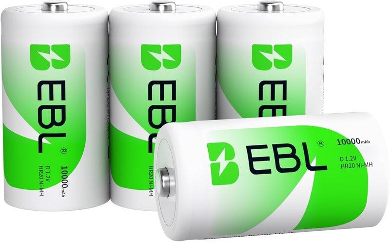 EBL NiMH D 10000 mAh, 4 Stück