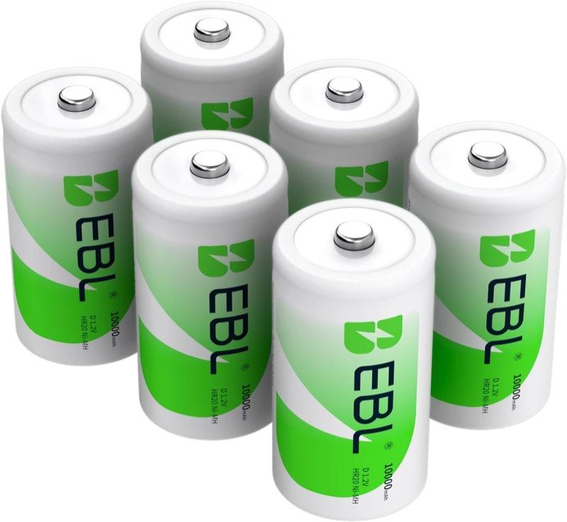EBL NiMH D 10000 mAh, 6 Stück