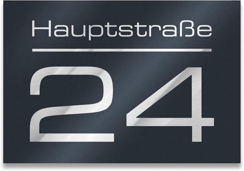 Metzler Hausnummernschild Gravur Anthrazit, 160×110 mm