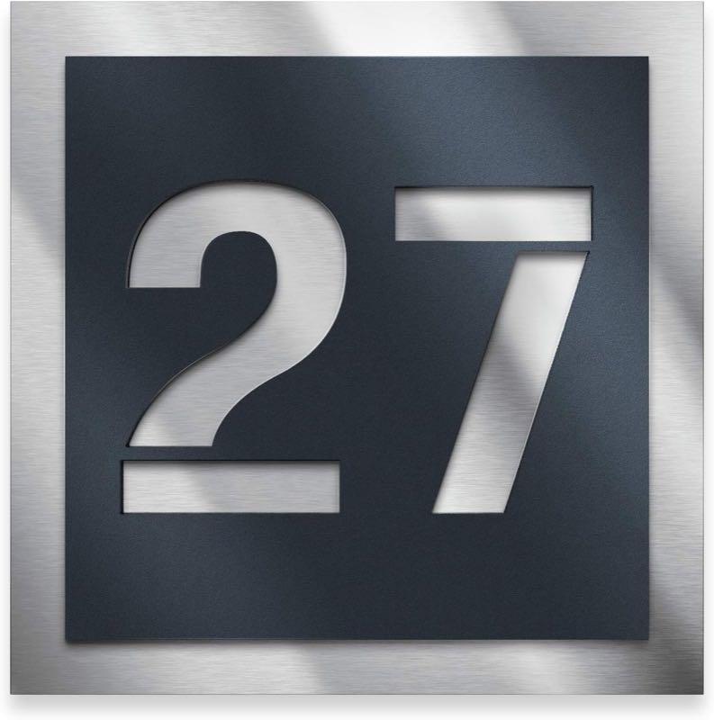 Metzler Hausnummernschild Edelstahl Anthrazit, 12×12 cm