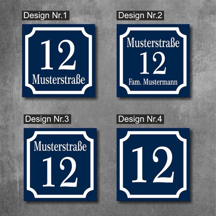 EDS RETRO Hausnummernschild blau, Alu-Verbund