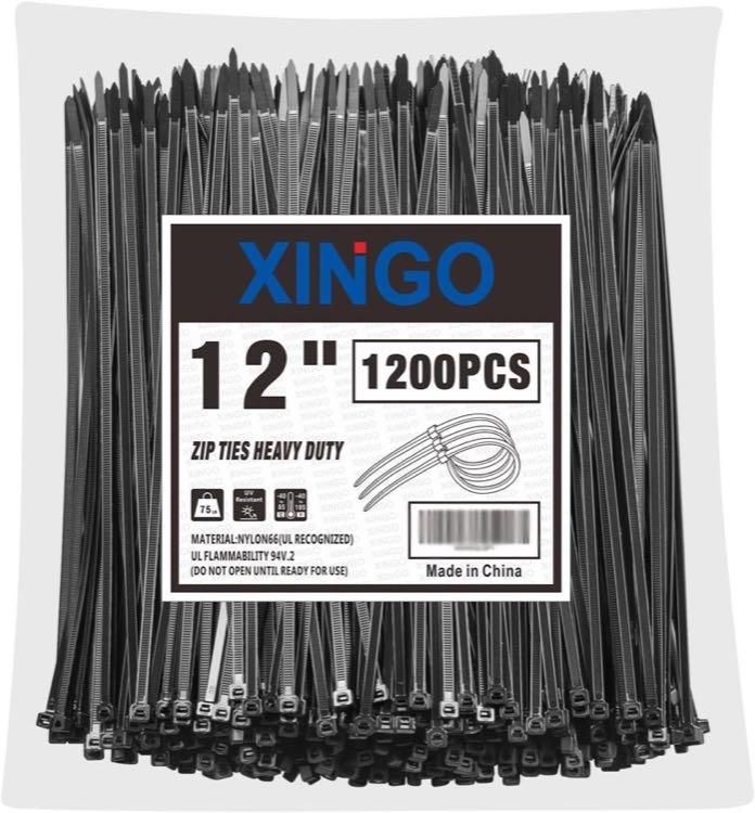 XINGO 1200× Kabelbinder 300×5,8 mm Schwarz