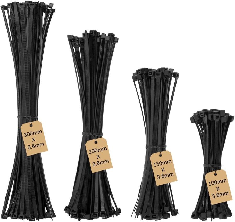 Beshine 240× Kabelbinder-Mix 100–300 mm Schwarz