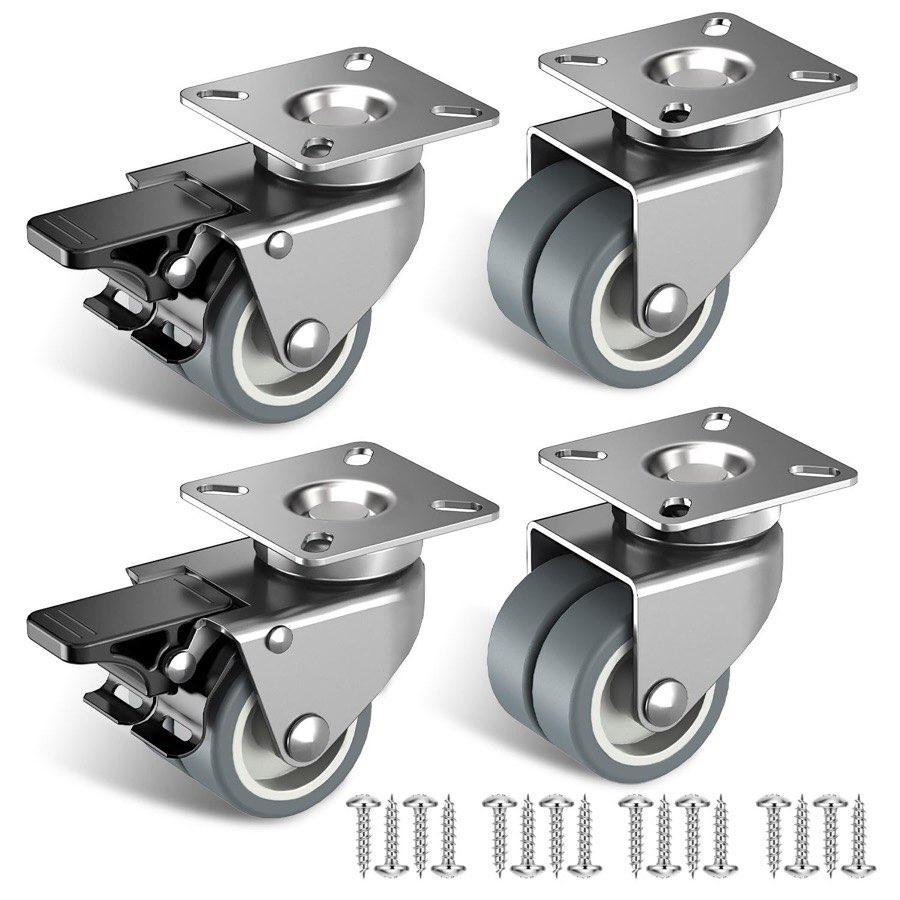 – 50 mm Möbelrollen TPR Doppelrad 4er-Set