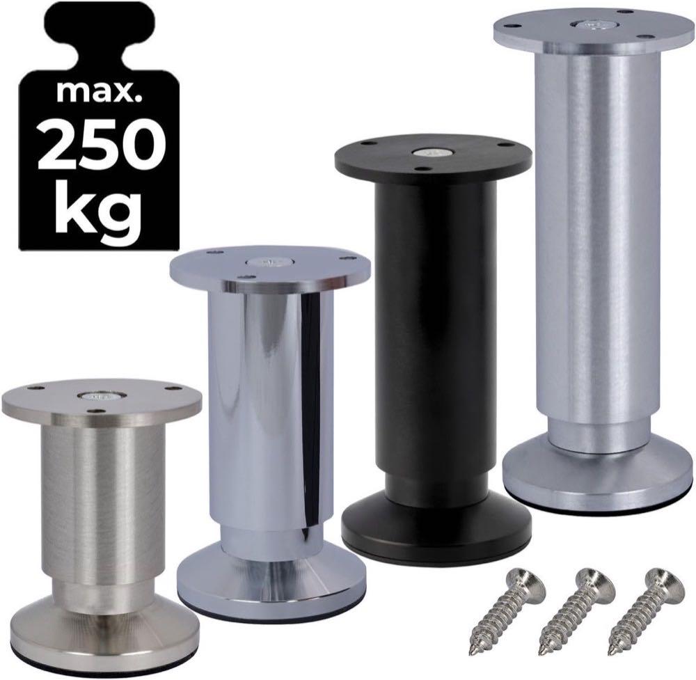 Möbelfüße Produktbild – Stahlia Möbelfüße verstellbar, 4er-Set, 6 cm