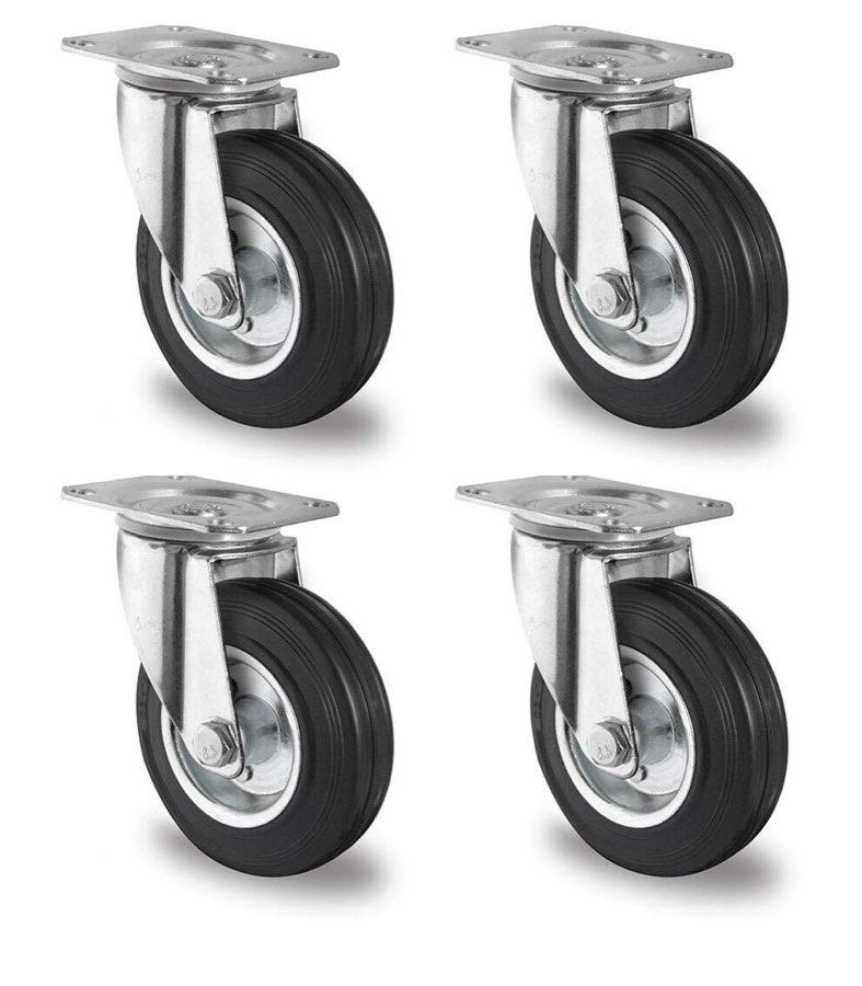der ROLLENDE SHOP 4× Lenkrollen 80 mm Vollgummi