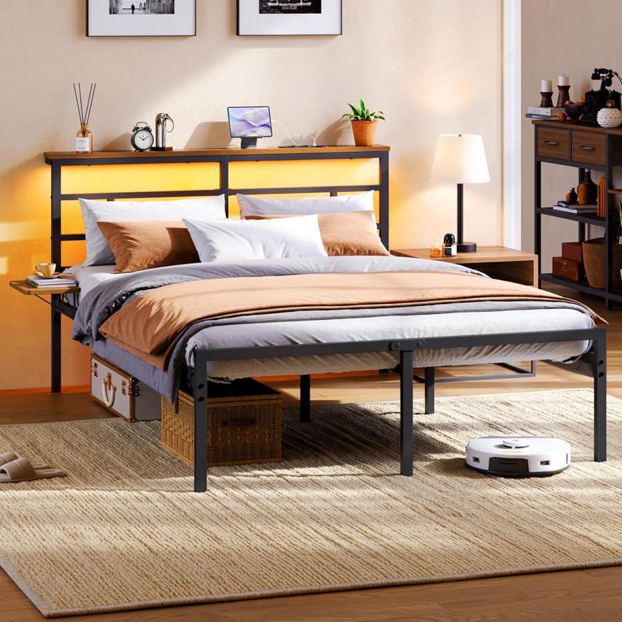 Yaheetech Metallbett 140×200 mit LED