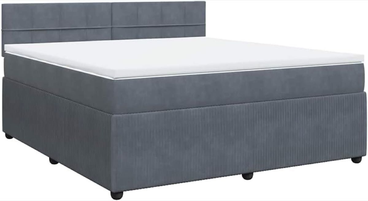 vidaXL Boxspringbett Samt, Dunkelgrau