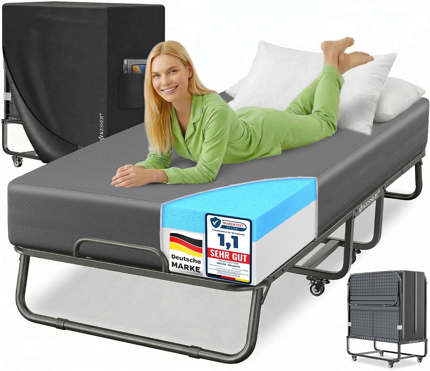 KESSER Klappbett 90×200 cm Deluxe