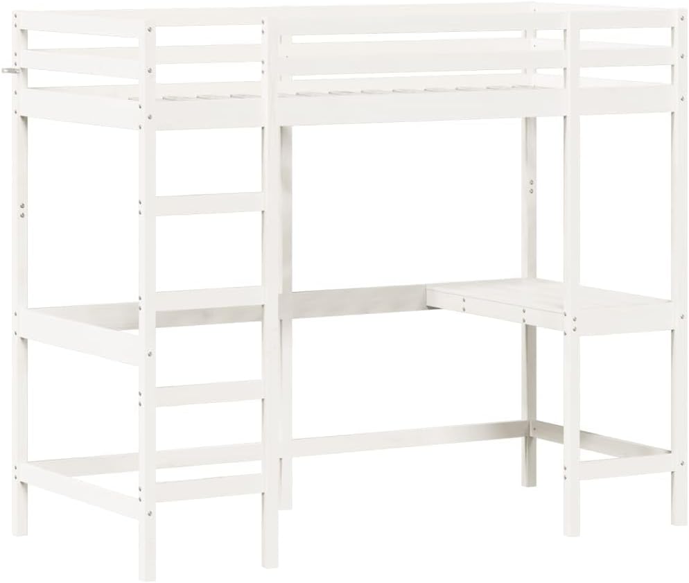 vidaXL Kiefer-Hochbett 90×200, weiß