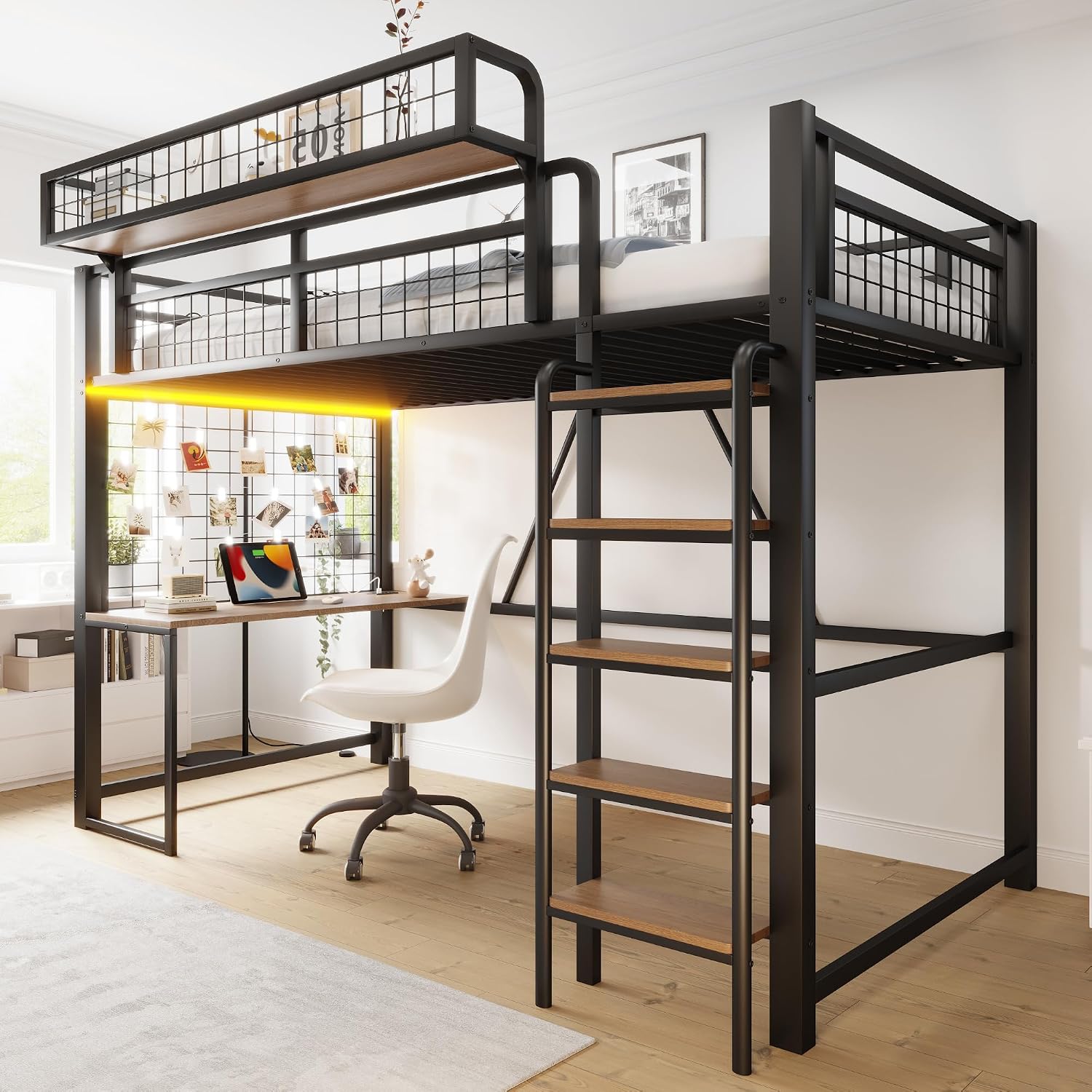 ZYLOYAL10 Metall-Hochbett 90×200 mit Leiter