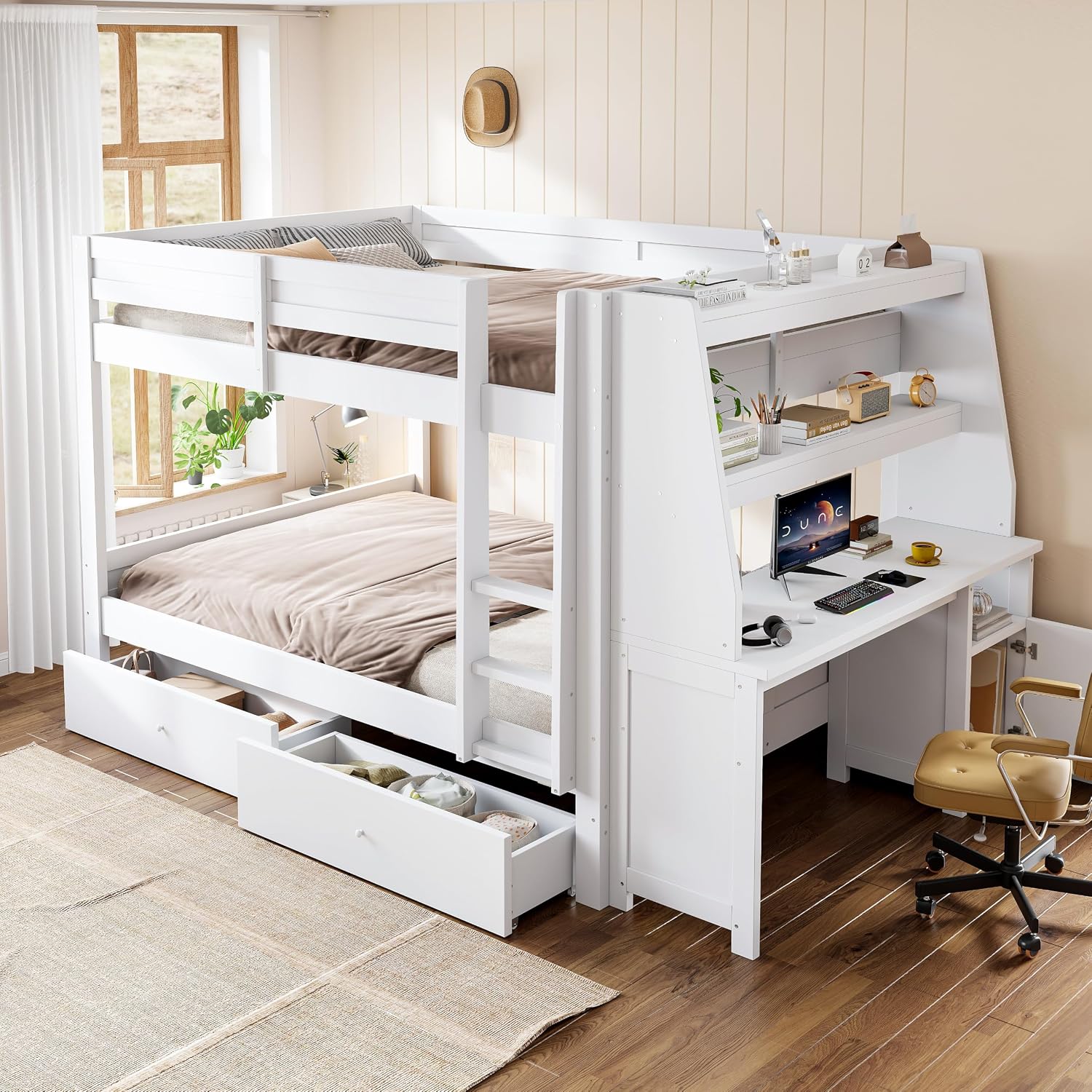 YESGIGA Hochbett 140×200 mit Schrank