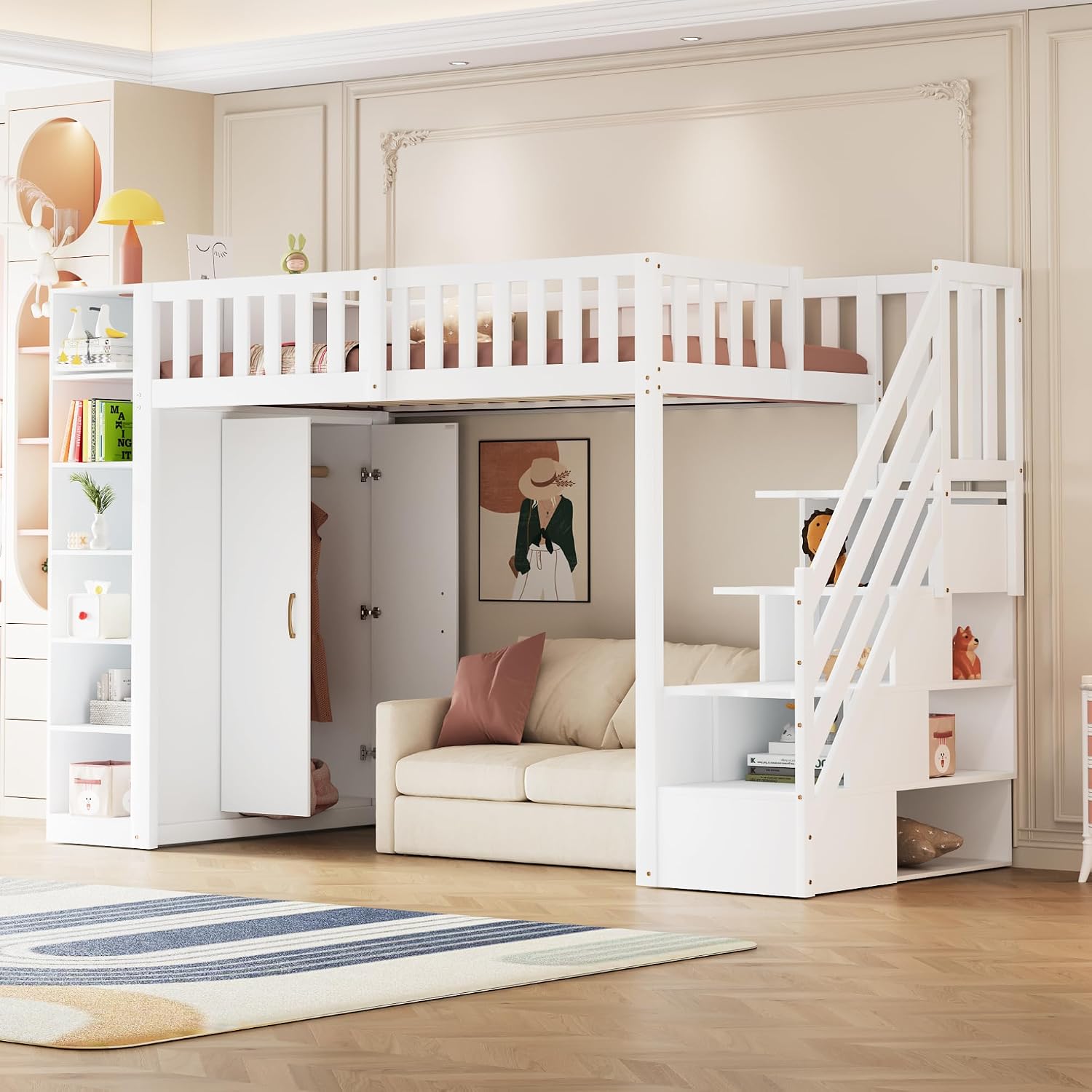 ZYLOYAL10 Hochbett 90×200 mit Schrank