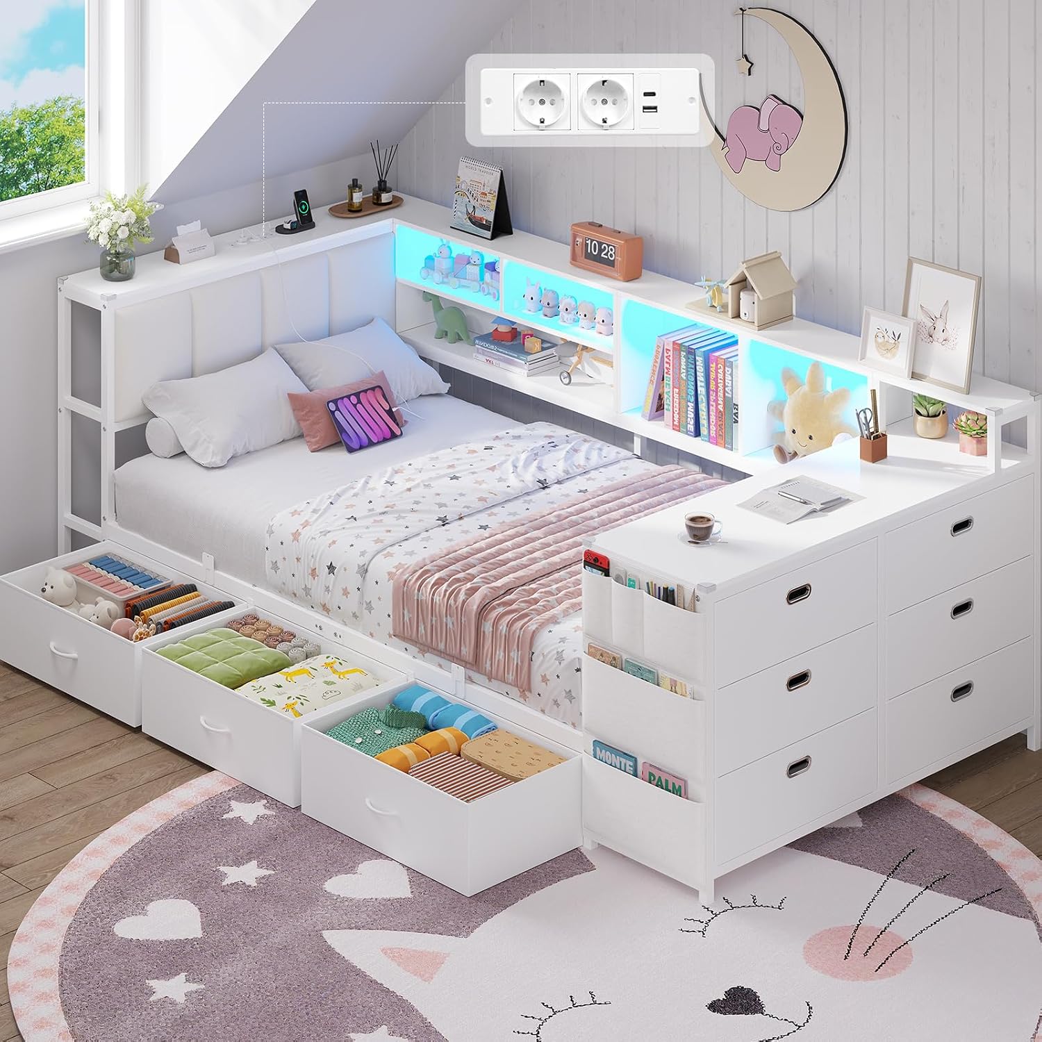 Brinlawb Funktionsbett 90×200 mit Kommode