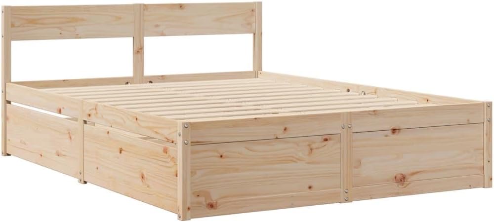 vidaXL Kiefer 140×200 mit Schubladen