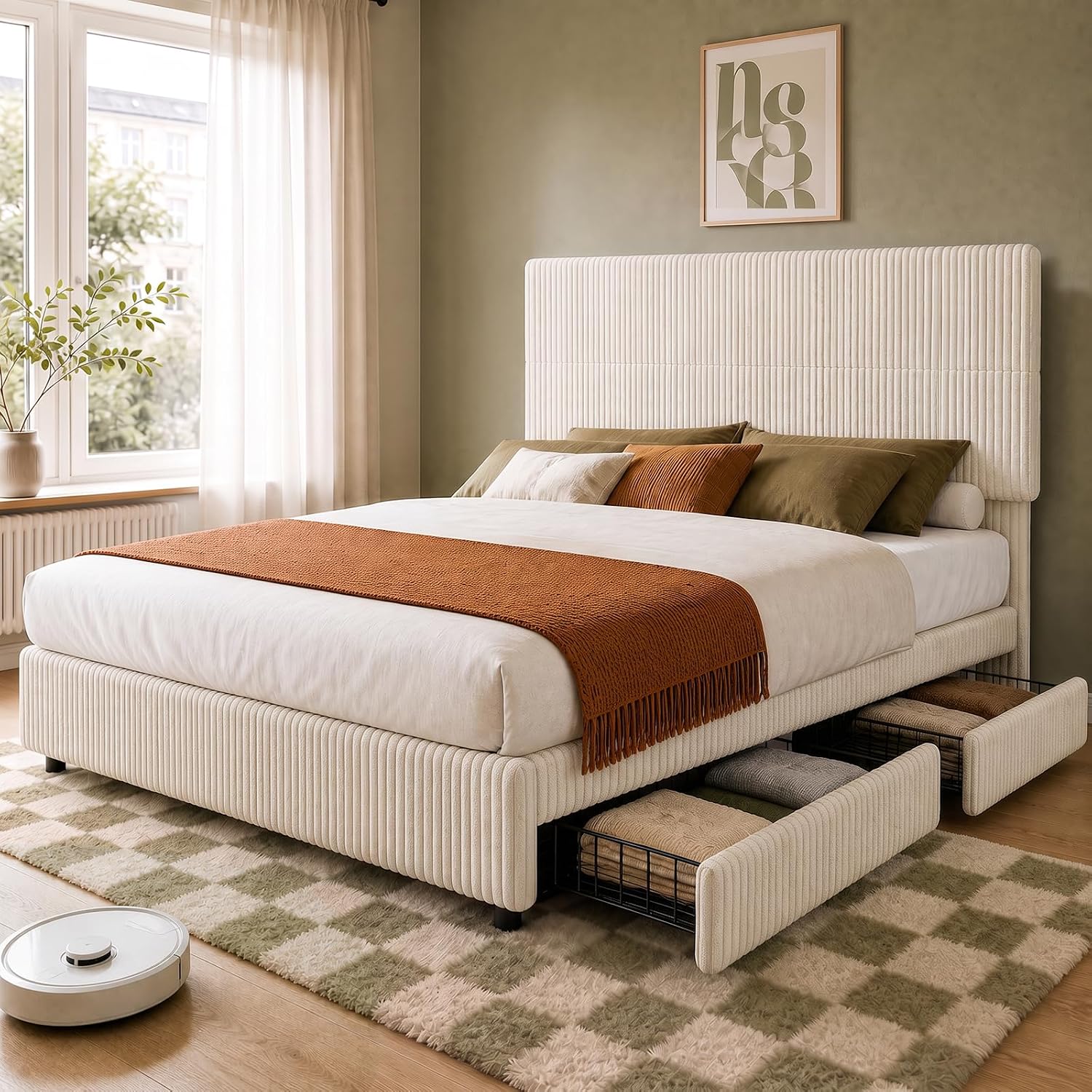 HOMRELEXA Polsterbett 160×200 Cord