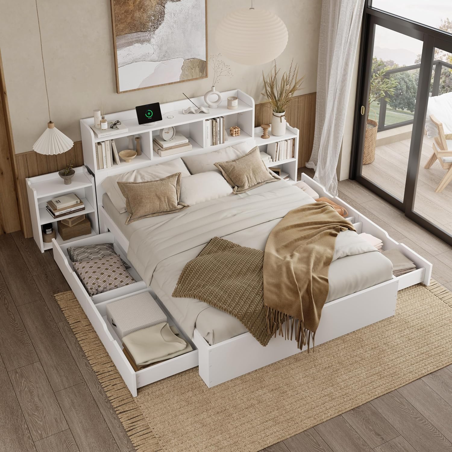 okwish Holzbett 140×200 mit Schubladen
