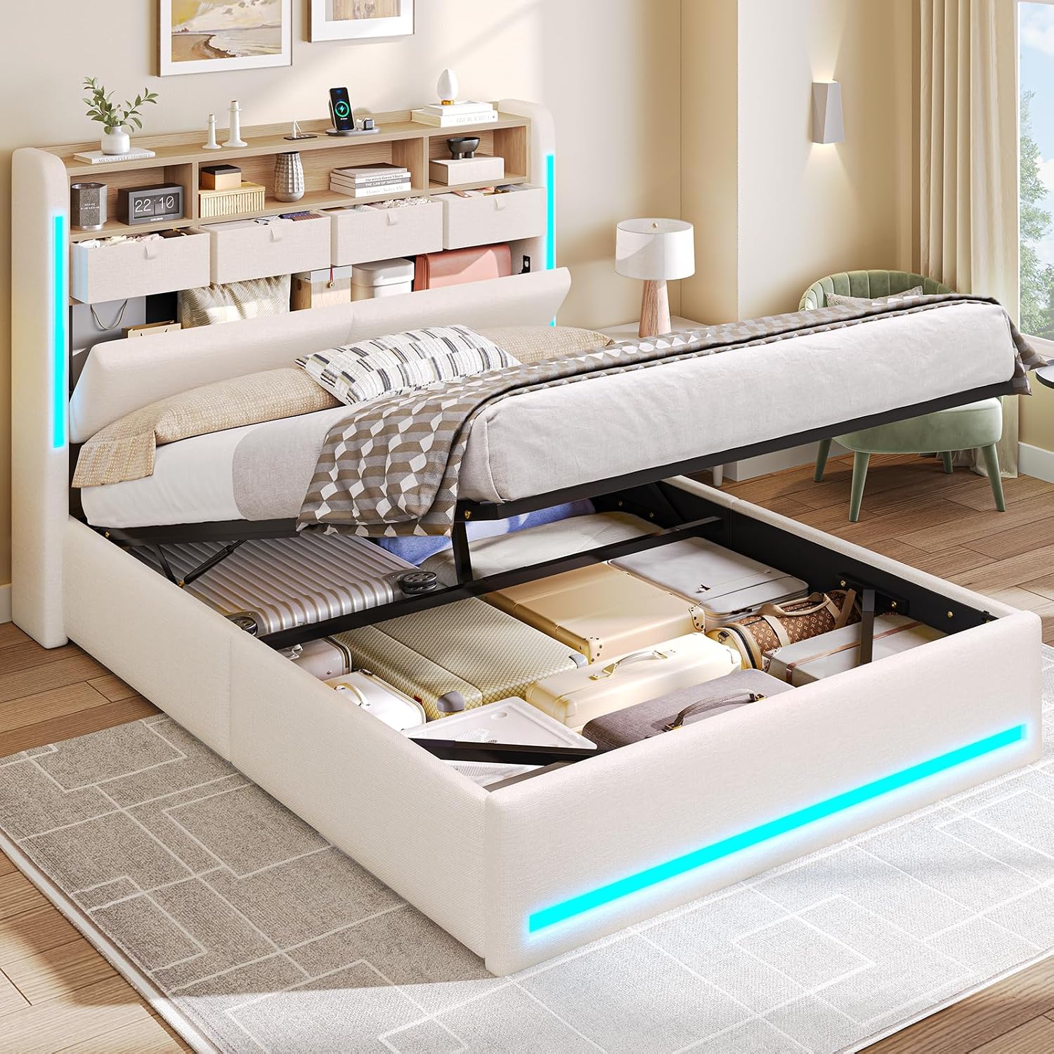 AOGLLATI Hybridbett Beige 140×200