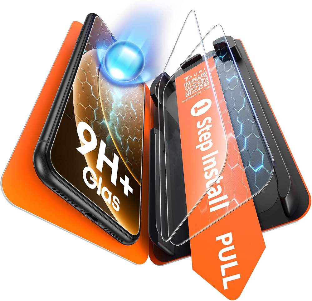 TAURI Panzerglas für iPhone 11, 2 Stück