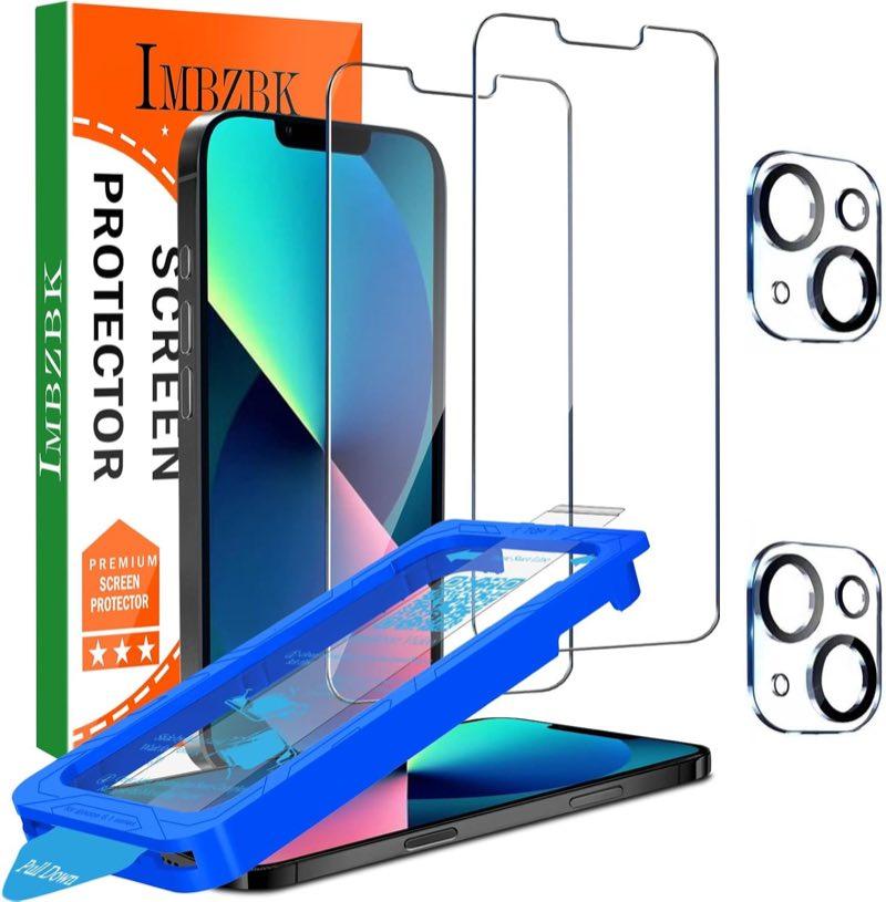 IMBZBK für iPhone 13 für Panzerglas, Auto-Installation, mit Kameraschutz, 3+3 Stück