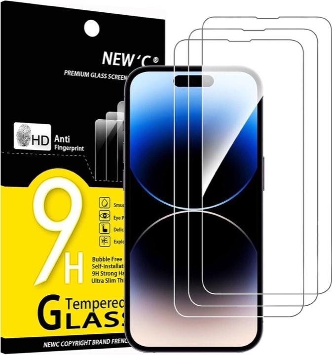NEW'C NEW'C Panzerglas für iPhone 14 Pro, 3 Stück