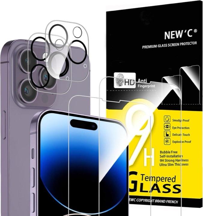 NEW'C Panzerglas plus Kameraschutz für iPhone 14 Pro