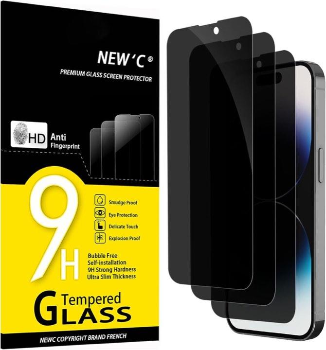 NEW'C Sichtschutz-Panzerglas 28° für iPhone 14 Pro, 3 Stück