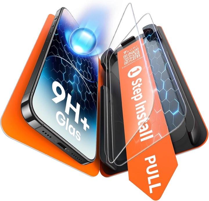 TAURI Panzerglas für iPhone 14 Pro, 2 Stück