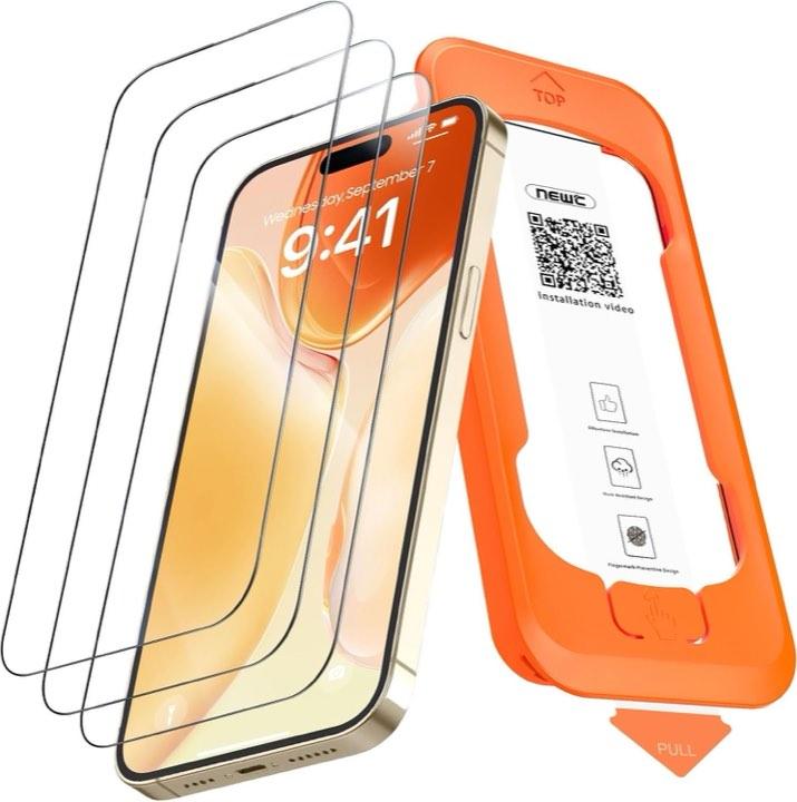 NEW'C NEW'C Panzerglas für iPhone 14 Pro mit Montagehilfe