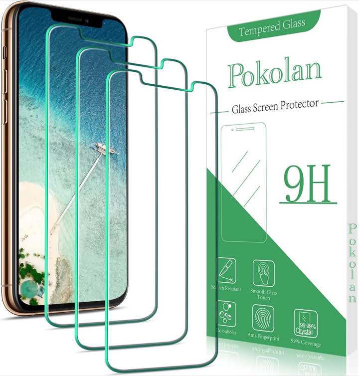 Pokolan Panzerglas für iPhone 11 Pro/XS/X, 3 Stück