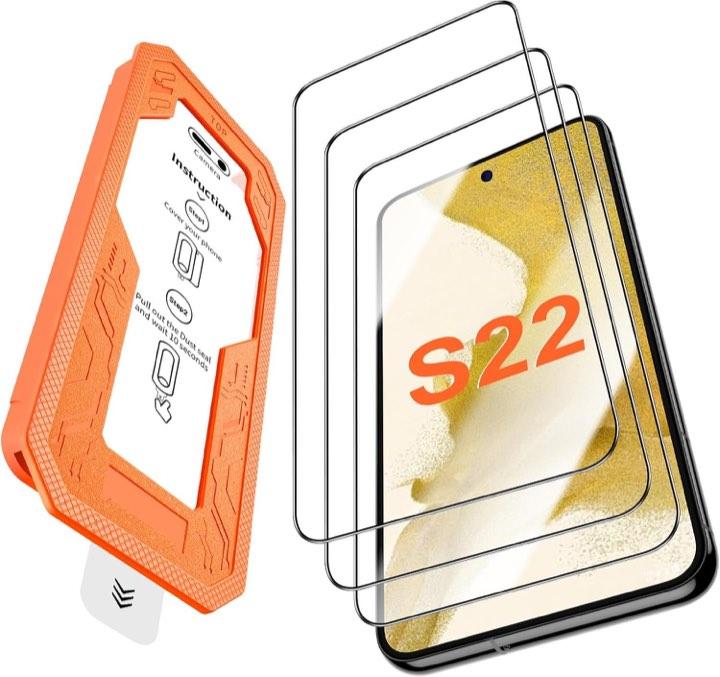 Kuteja Panzerglas für Samsung Galaxy S22 5G, 3 Stück