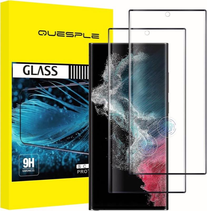 QUESPLE Panzerglas für Galaxy S22 Ultra, 2 Stück