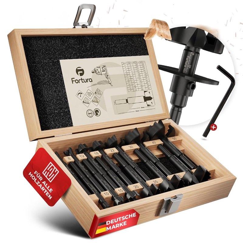 Fortura Forstnerbohrer Set 8–50 mm mit Tiefenstopp