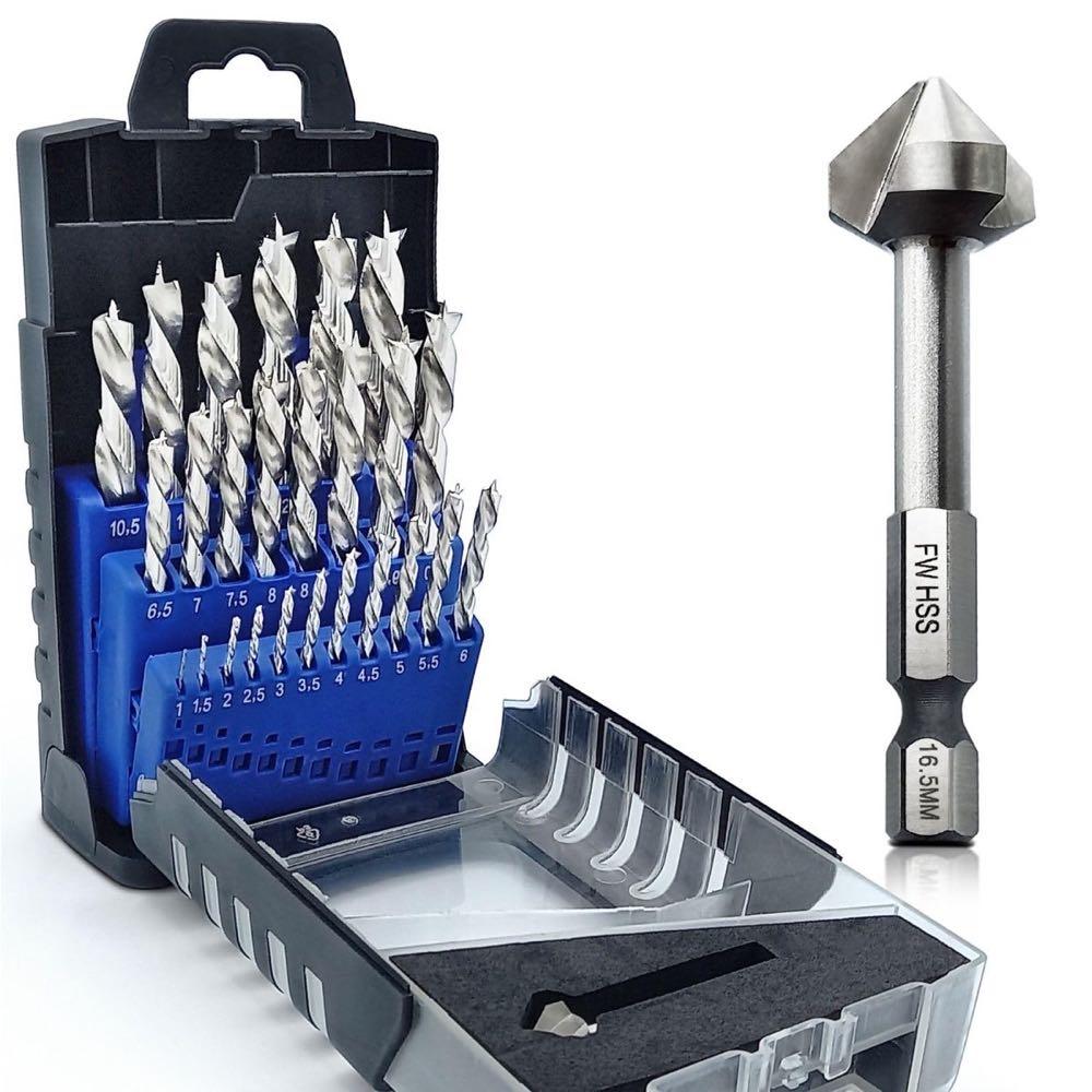 Falkenwald Holzbohrer-Set 26-tlg. + Kegelsenker