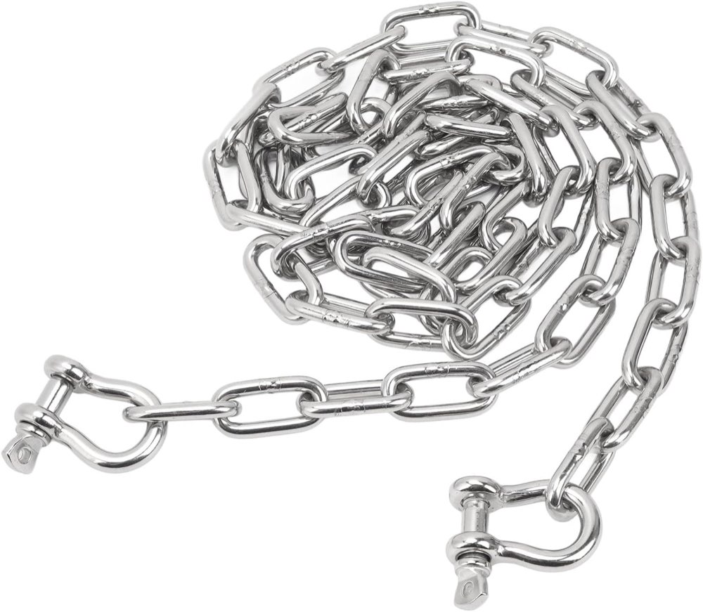 Boots Ankerkette, 316 Edelstahl Marinequalität, 2 Meter mit 8mm Verschlussring, 2 Stück