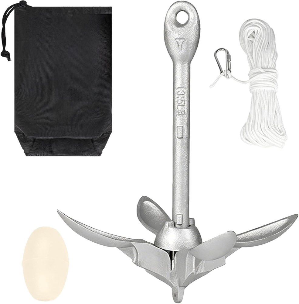 6KG Anker Faltanker, mit 20 m Ankerleine Ankerboje Kugel und Tasche