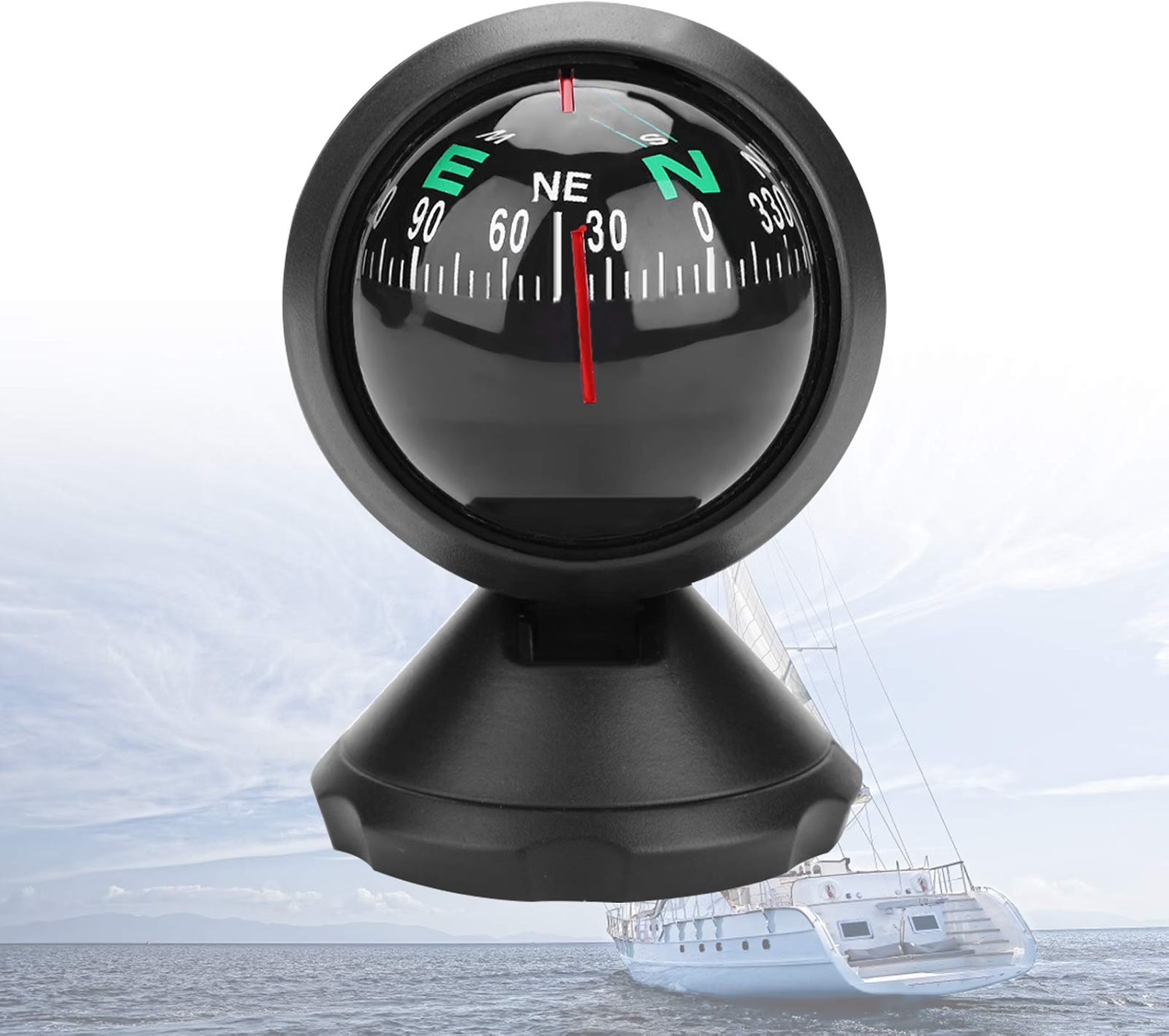 Einstellbarer Autokompass Schiffskompass Fahrzeugboot, 2 STK.