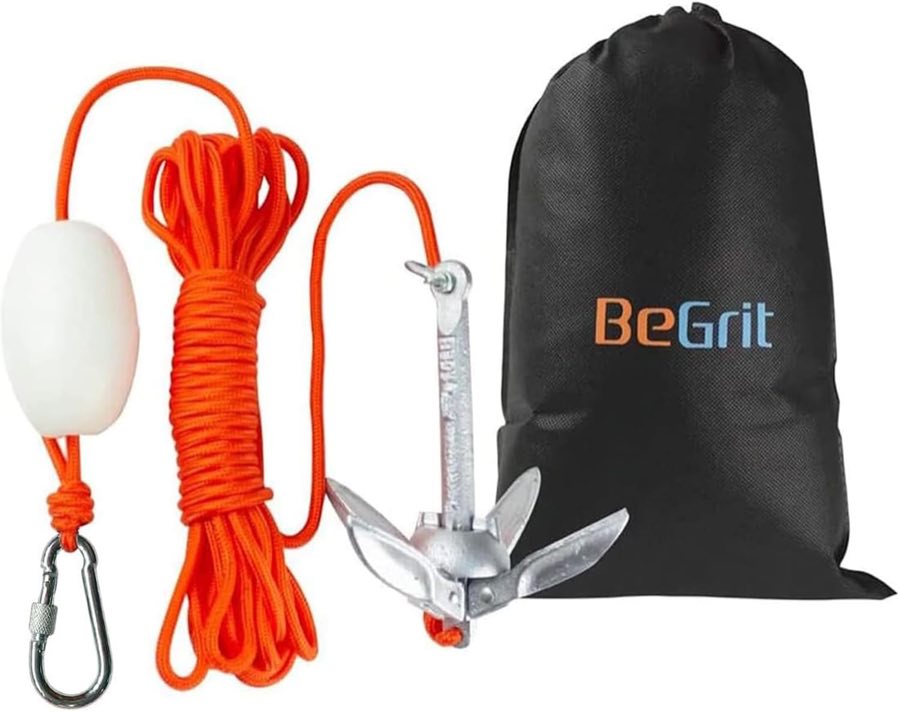 BeGrit 0,7Kg Anker Faltanker verzink Gusseisen Ankerset klappanker (Silber)