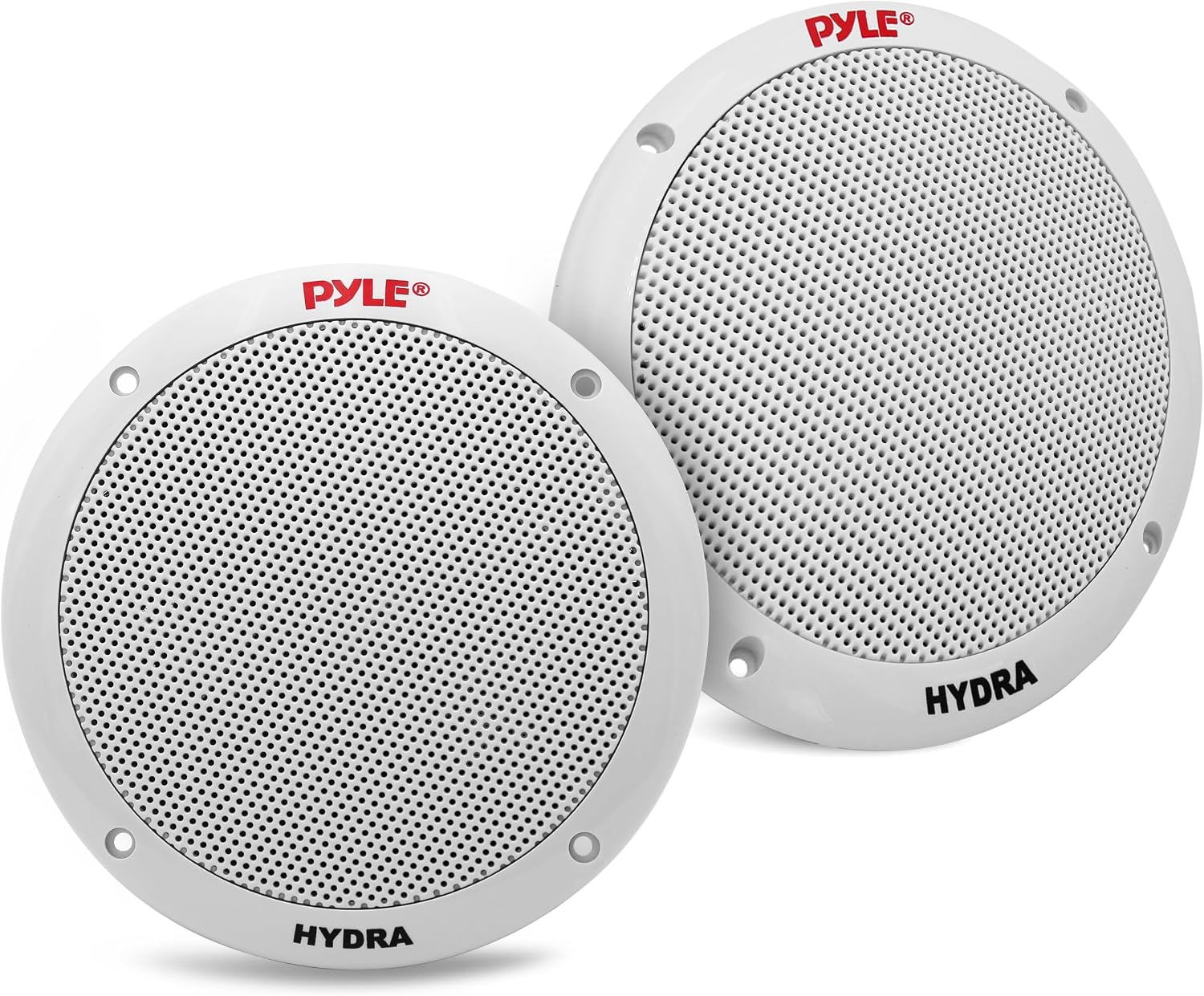 Pyle 16,5 cm Dual Marine-Lautsprecher – 2-Wege wasserdichtes und wetterfestes Outdoor-Stereo-System mit 400 W Leistung, Polypropylen-Konus und Butylgummi-Sicke – 1 Paar, Weiß