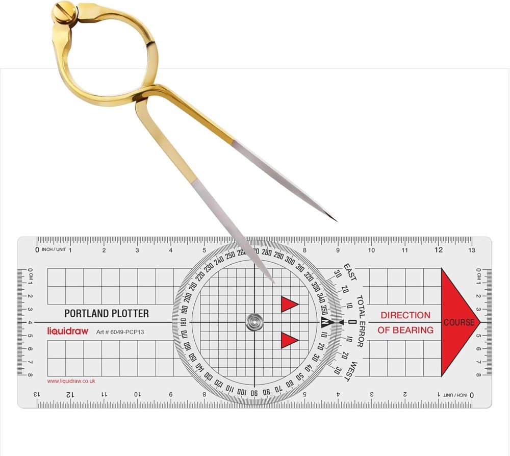 Liquidraw Portland Kursplotter für Marine-Navigation | Transparenter Acryl-Navigationsplotter | Fettgedruckte klare Markierungen | leicht zu tragen