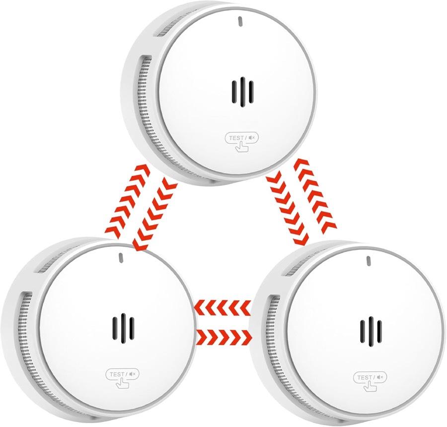 WISUALARM Funkrauchmelder 3er Set, vorkoppelt