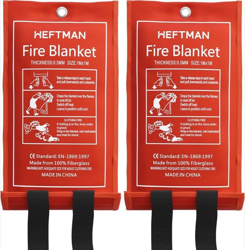 HEFTMAN Löschdecke 1×1 m, 2 Stück