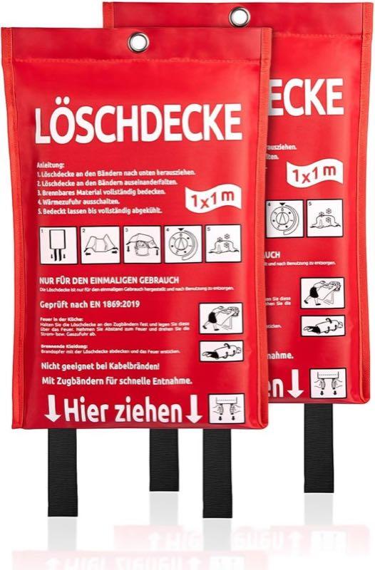 BigDean Löschdecke 100×100 cm, 2 Stück