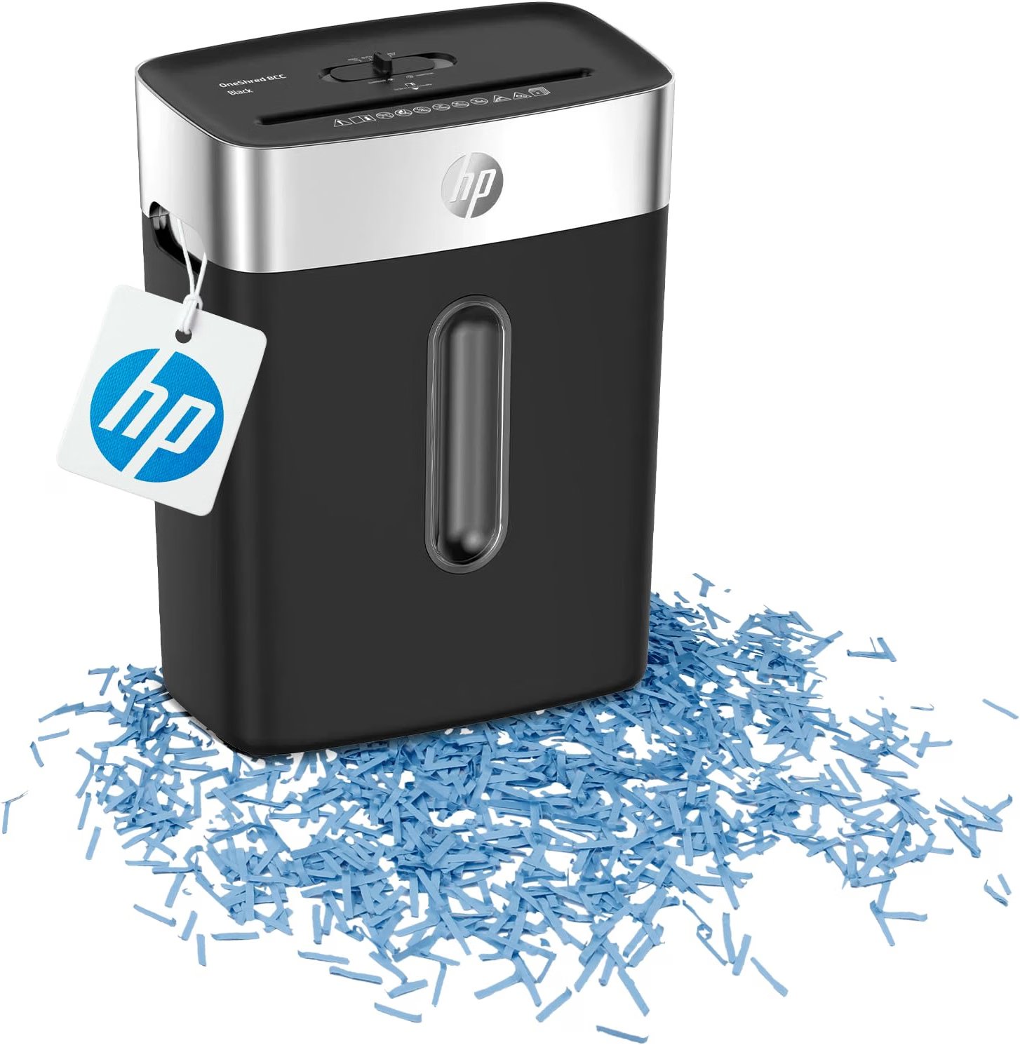 HP OneShred 8CC Black, Aktenvernichter, Sicherheitsstufe P-4, Cross Cut, 8 Blatt, 2826, schwarz/Silber, Partikelschnitt