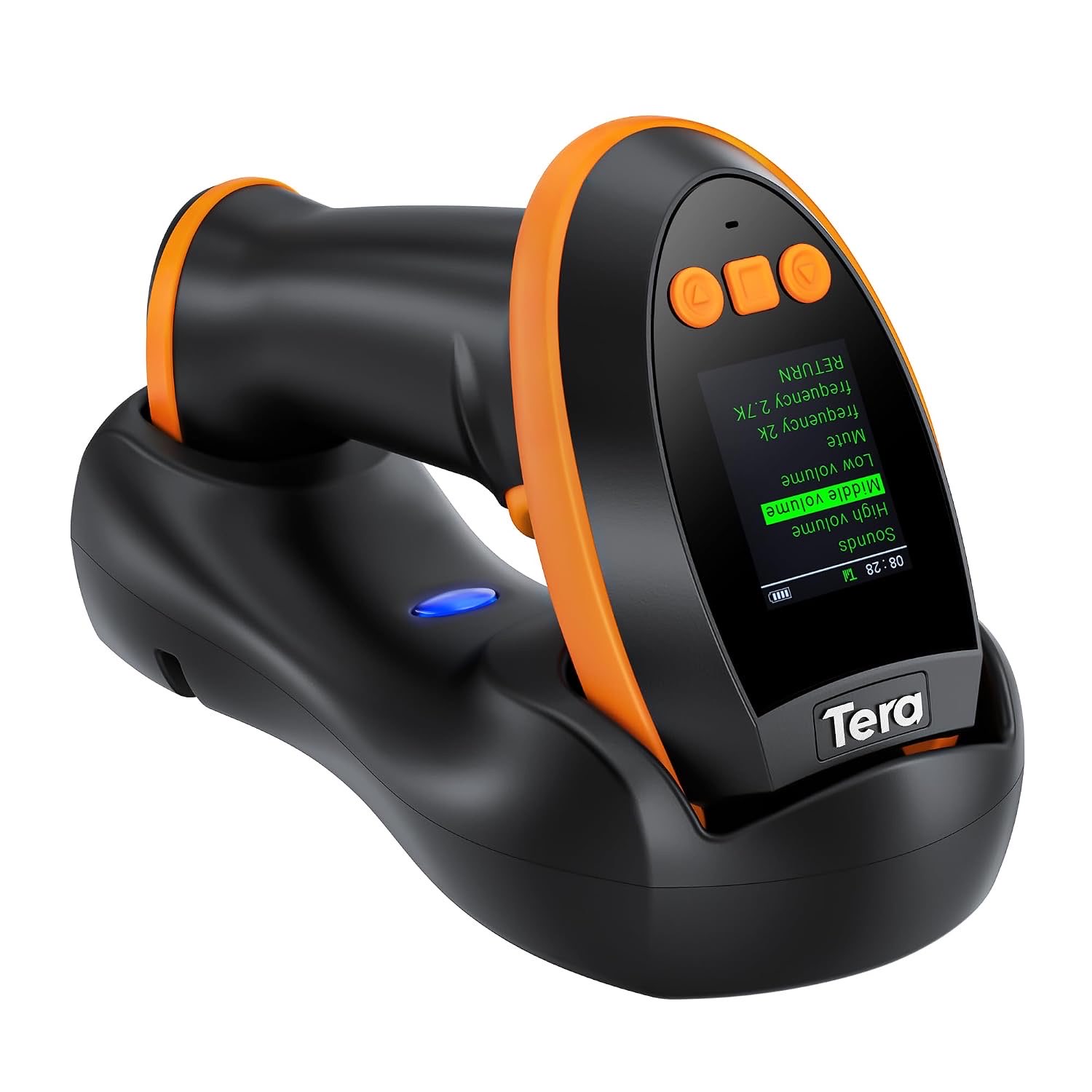 Tera Barcode Scanner 1D 2D QR Kabellos mit Ladestation, HW0009 Orange