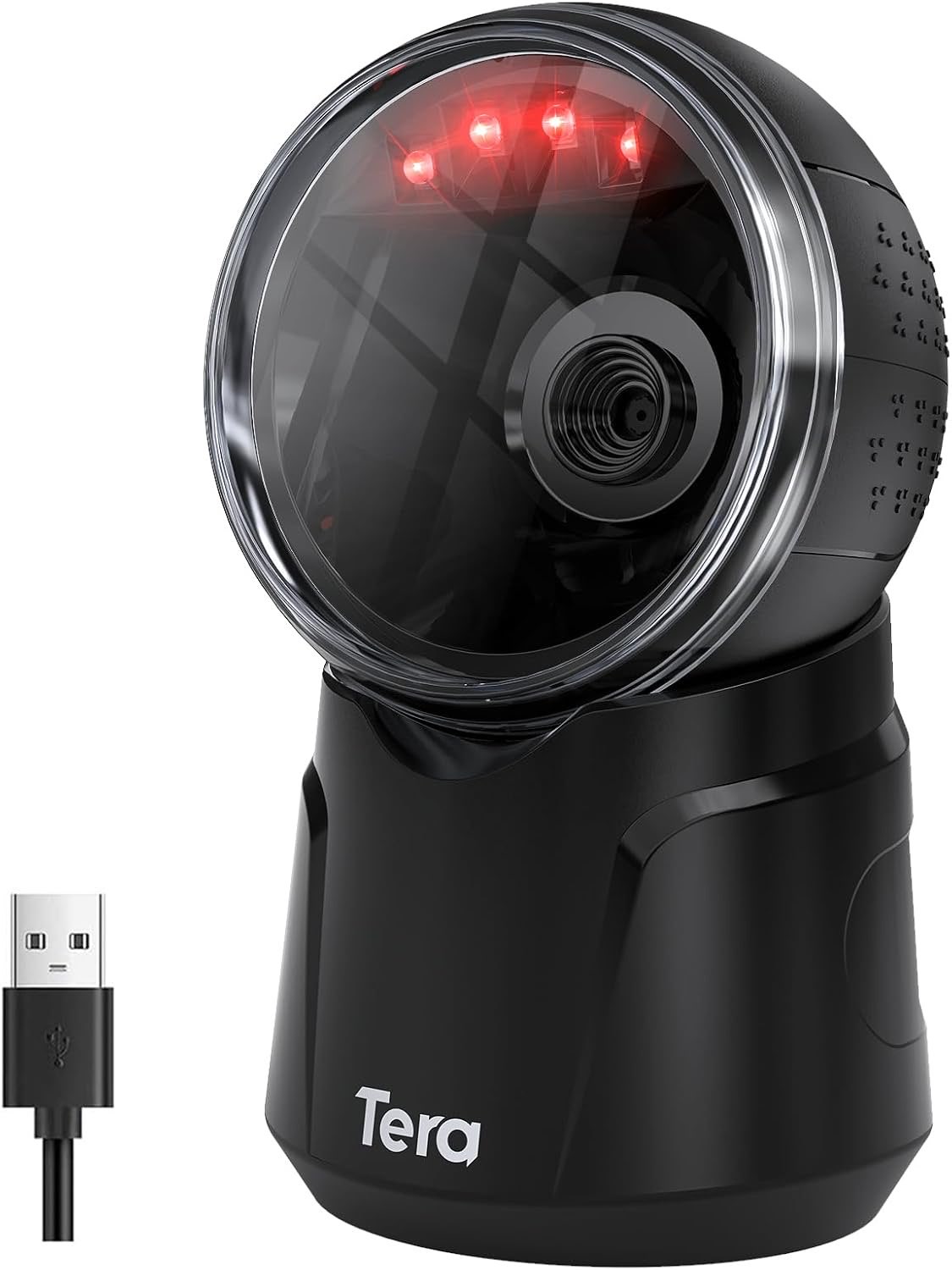 Tera Barcode-Scanner Desktop Omnidirektional: 1D 2D QR Freihändiger USB-Verdrahteter Barcodescanner Einstellbarer Scan-Kopf für POS Supermarkt Einzelhandelsgeschäft Mobile Zahlung Modell 9000