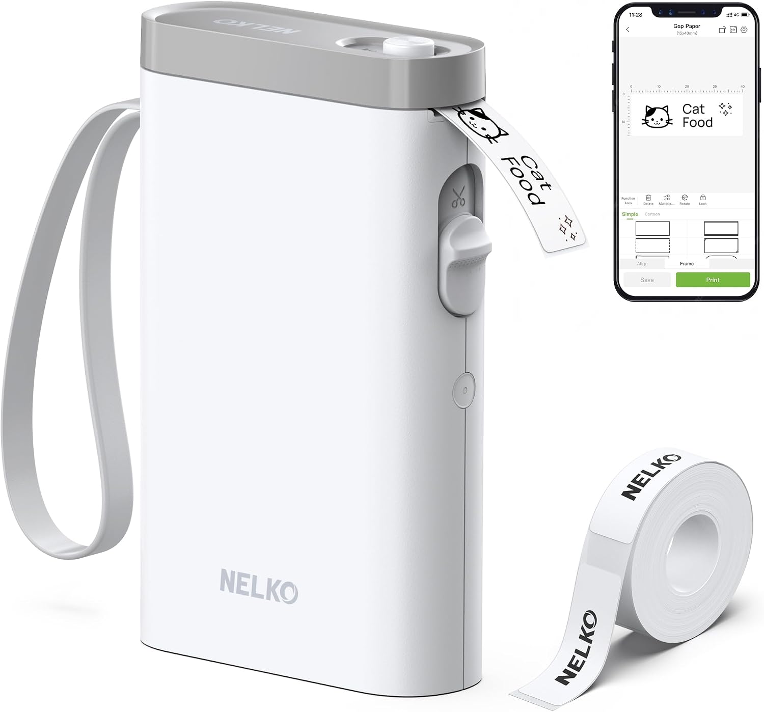 Nelko Etikettendrucker,Bluetooth P21 Selbstklebendes Etikettiergerät Weiß