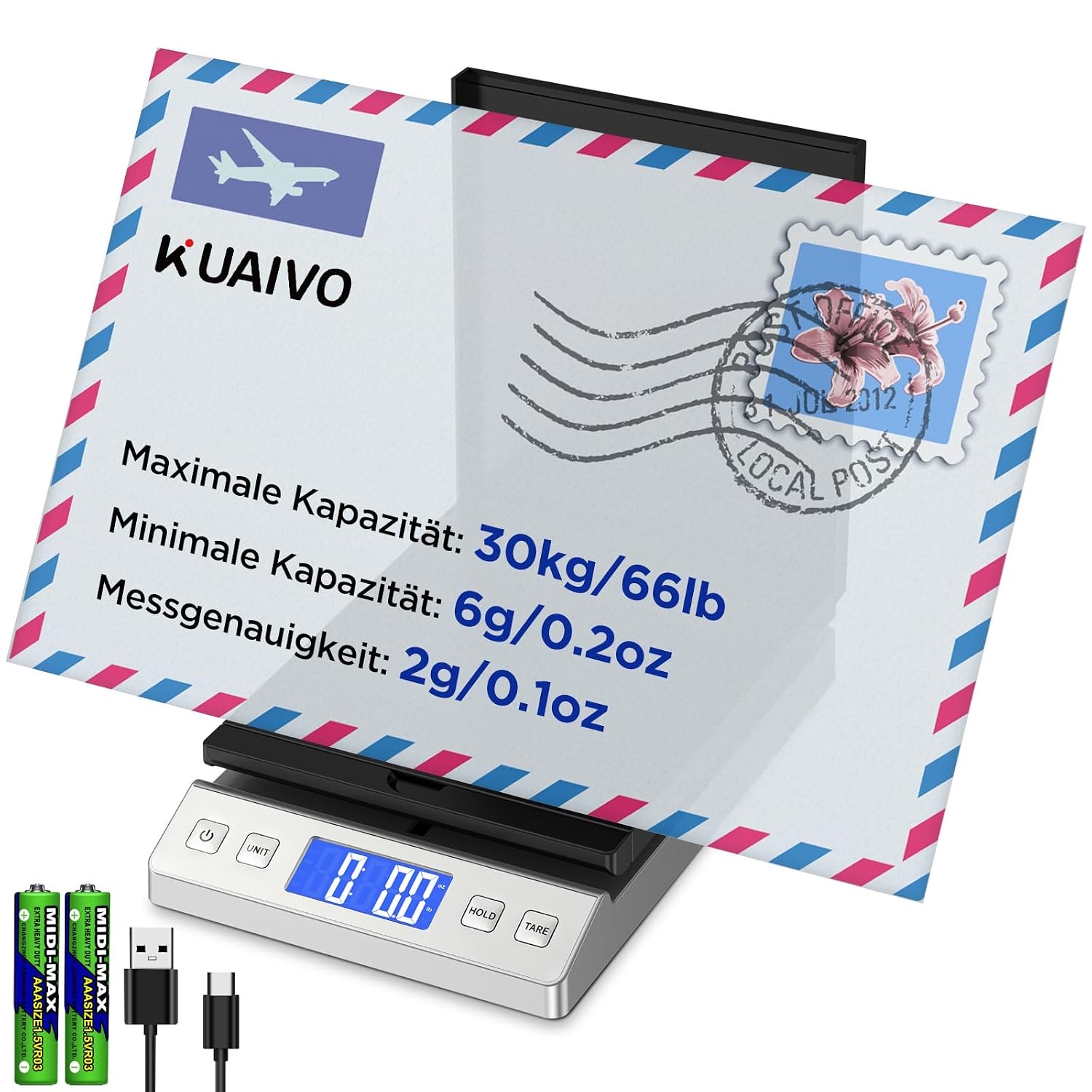 KUAIVO Briefwaage 30 kg